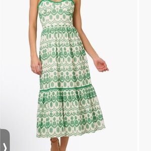 Adrianna Papell Embroidered  Cotton Eyelet Midi Sundress